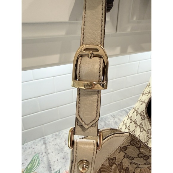GUCCI Horsebit Beige Ivory Gold Hardware GG Canvas 137386 Shoulder Bag Ladies - Picture 3 of 11